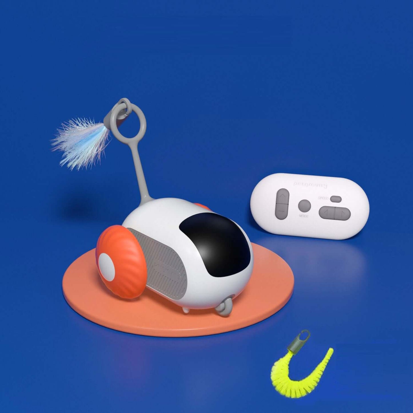 Smart Interactive Car Toy for cats with feather teaser