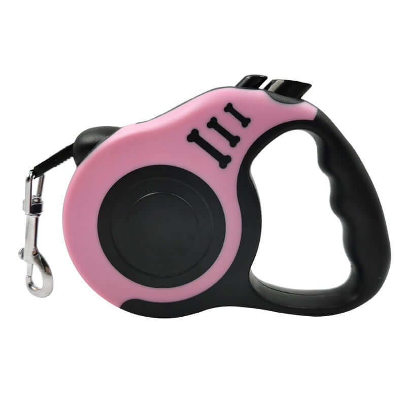 Pink dog leash with reflective detailing for nighttime walks