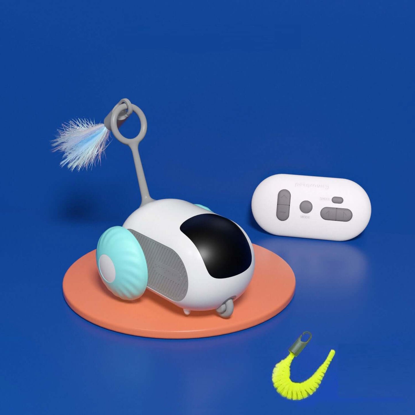 Smart Interactive Car Toy for cats with feather teaser