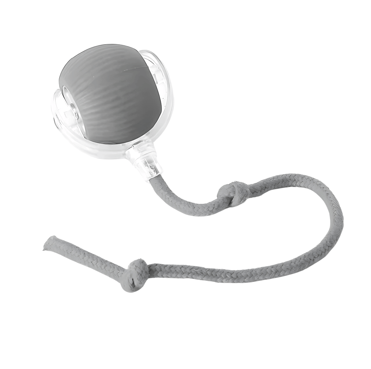Interactive cat toy Pawzzy Rolling Ball in gray with tail extended