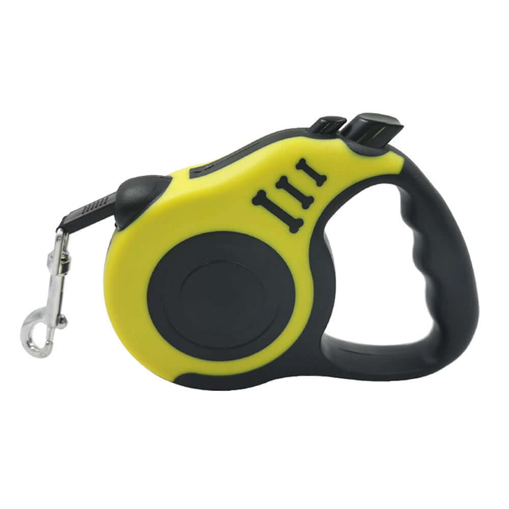 Yellow retractable leash suitable for active dogs