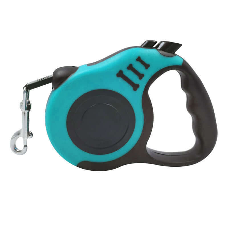 Teal retractable dog leash with no-tangle lead