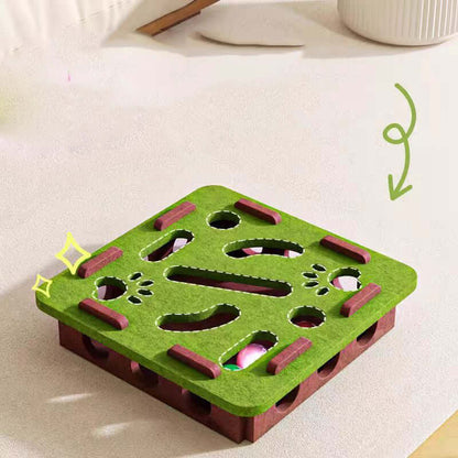 Cat puzzle maze toy with bell balls for self-play hunting
