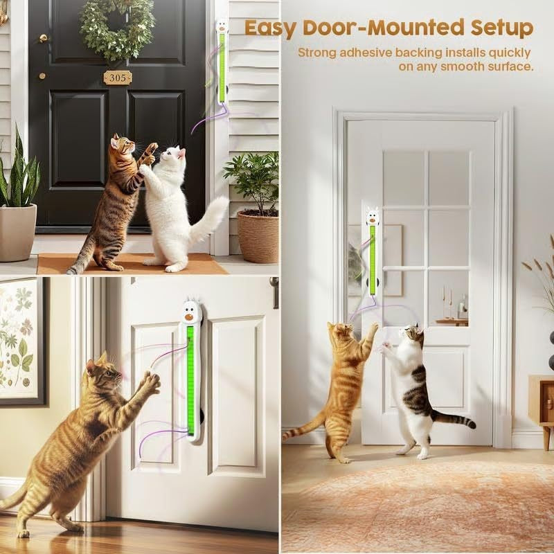 Cats playing with an automatic cat toy for indoor cats