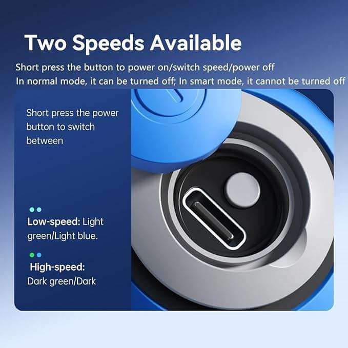 Close-up of Speedy Sprint Ball showing two speed modes: slow and fast