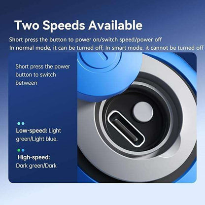 Close-up of Speedy Sprint Ball showing two speed modes: slow and fast