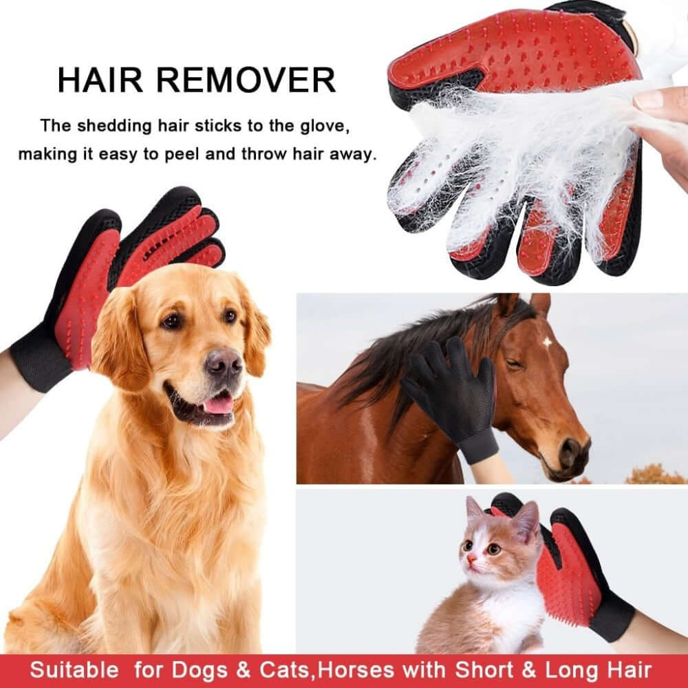 Pet hair glove safe gentle grooming for cats and dogs