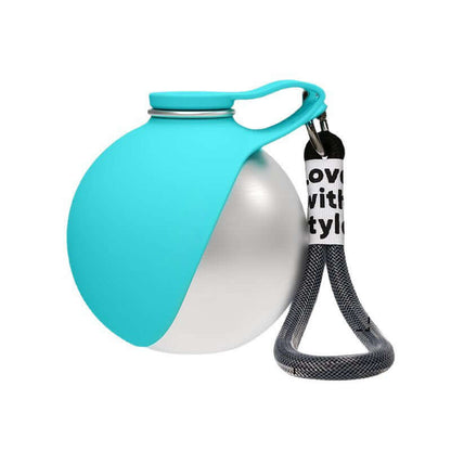 Portable dog water bottle with food dispenser for travel
