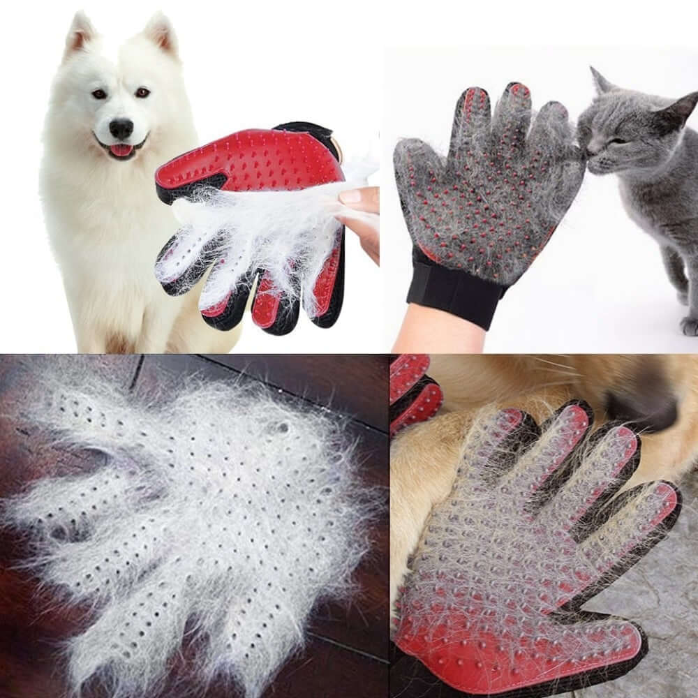 Pet hair glove safe gentle grooming for cats and dogs