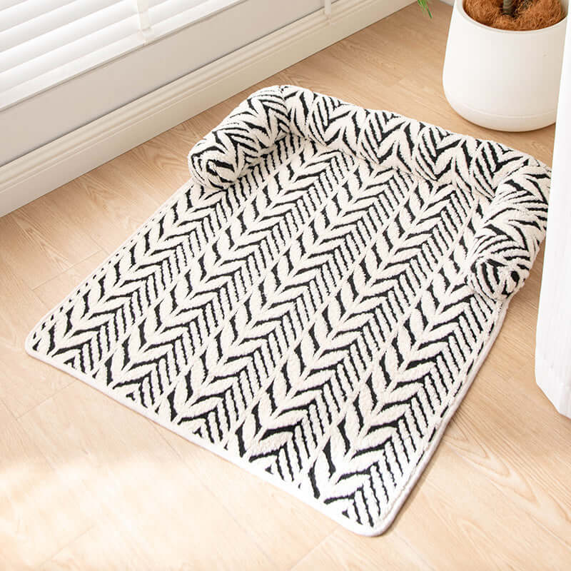 Non-slip plush pet mat for cats and small dogs