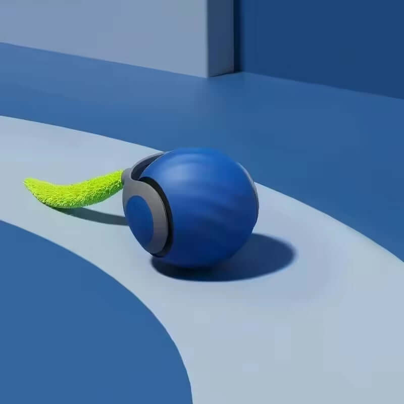 Speedy Sprint Ball interactive cat toy with feather tail for smart play