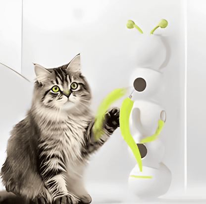 Cat playing with WiggleWorm Smart Interactive Cat Teaser Post