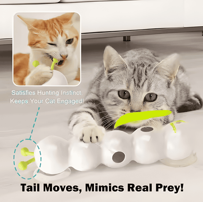 Feather tail detail of WiggleWorm Smart Interactive Cat Teaser Post