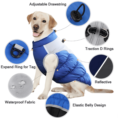 winter dog coat with built-in harness