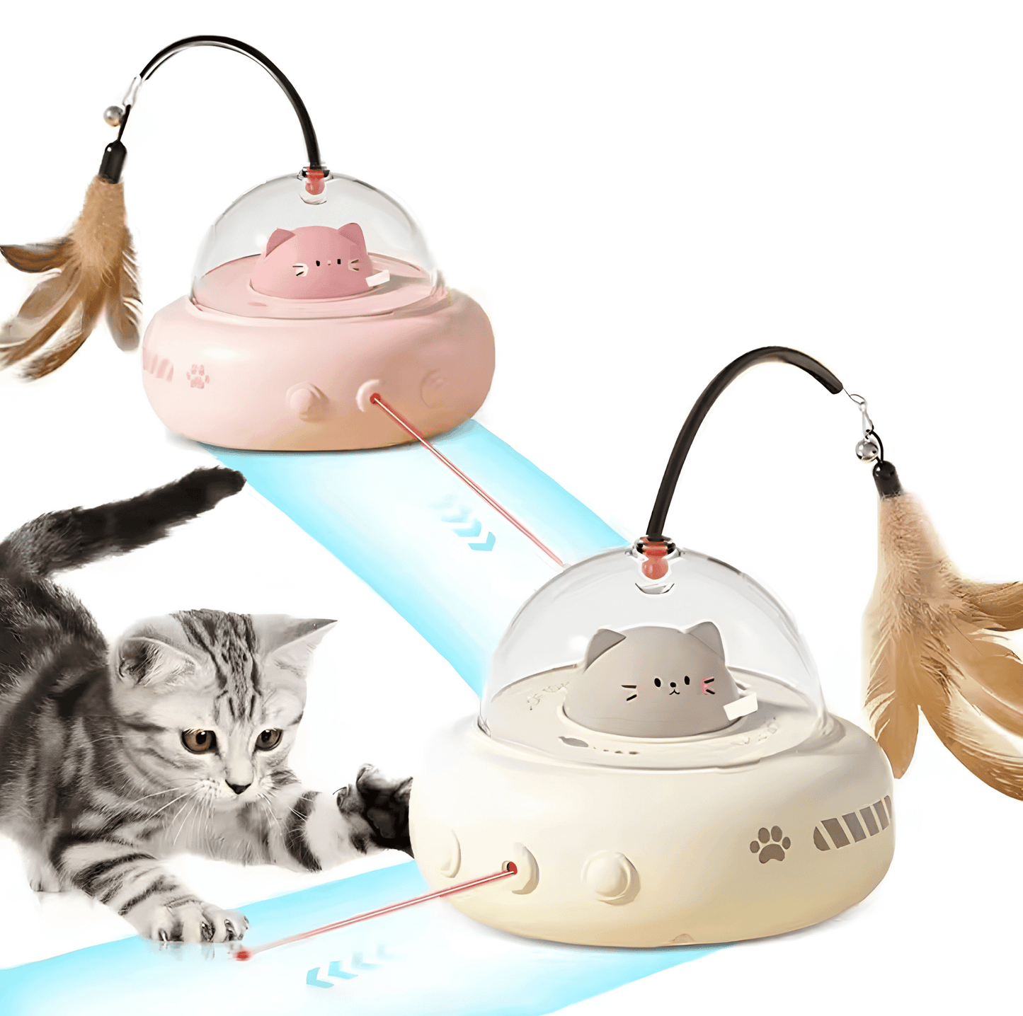PawChase interactive cat teaser toy with detachable feather teaser