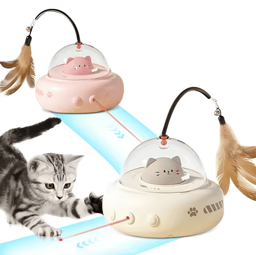 PawChase interactive cat teaser toy with detachable feather teaser
