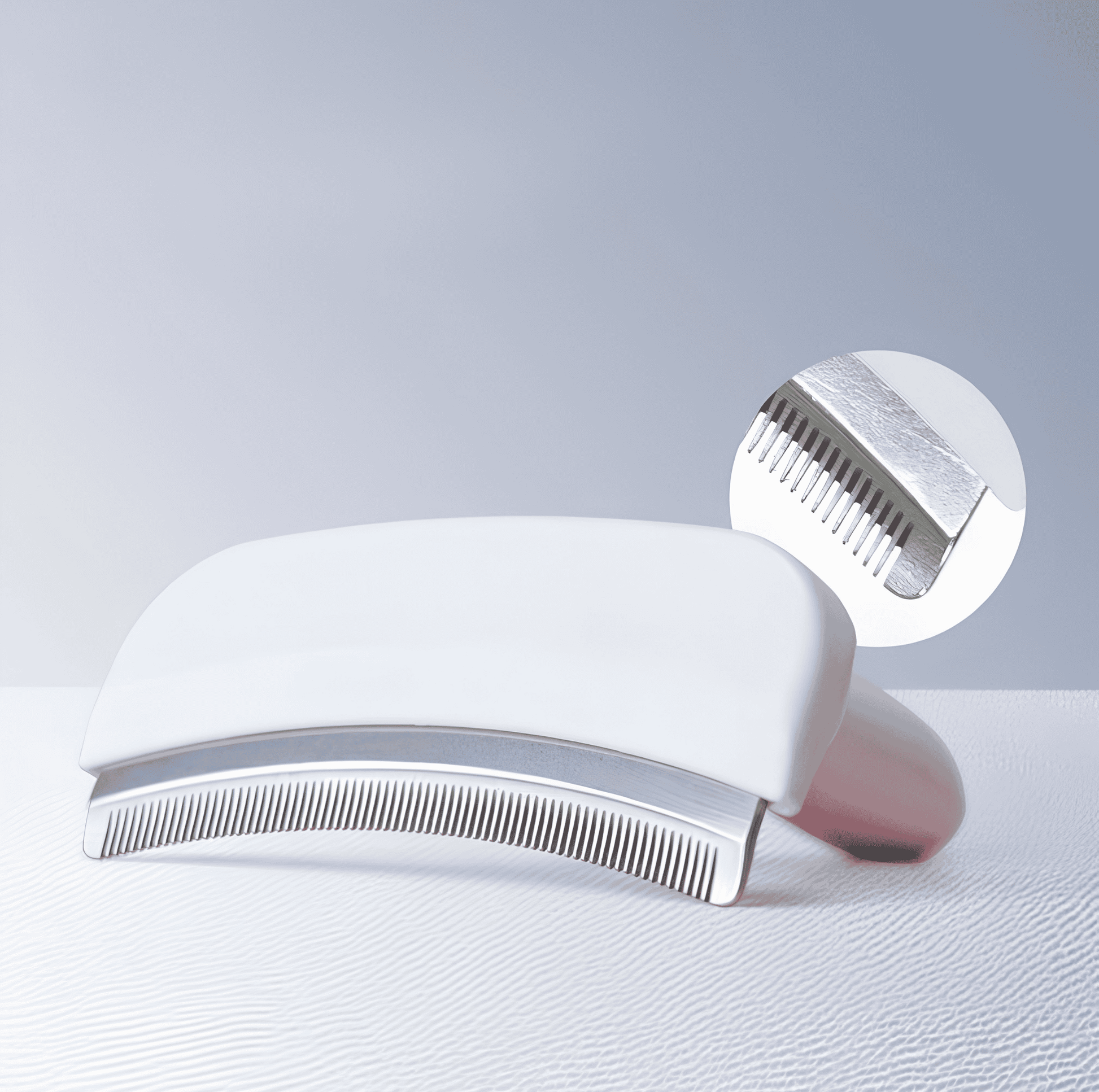 White Cat Deshedding Comb for removing loose fur and undercoat