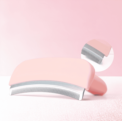Pink Cat Deshedding Comb for long-haired cats and pet grooming