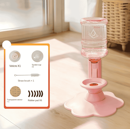 Adjustable cat water dispenser available in pink blue and yellow