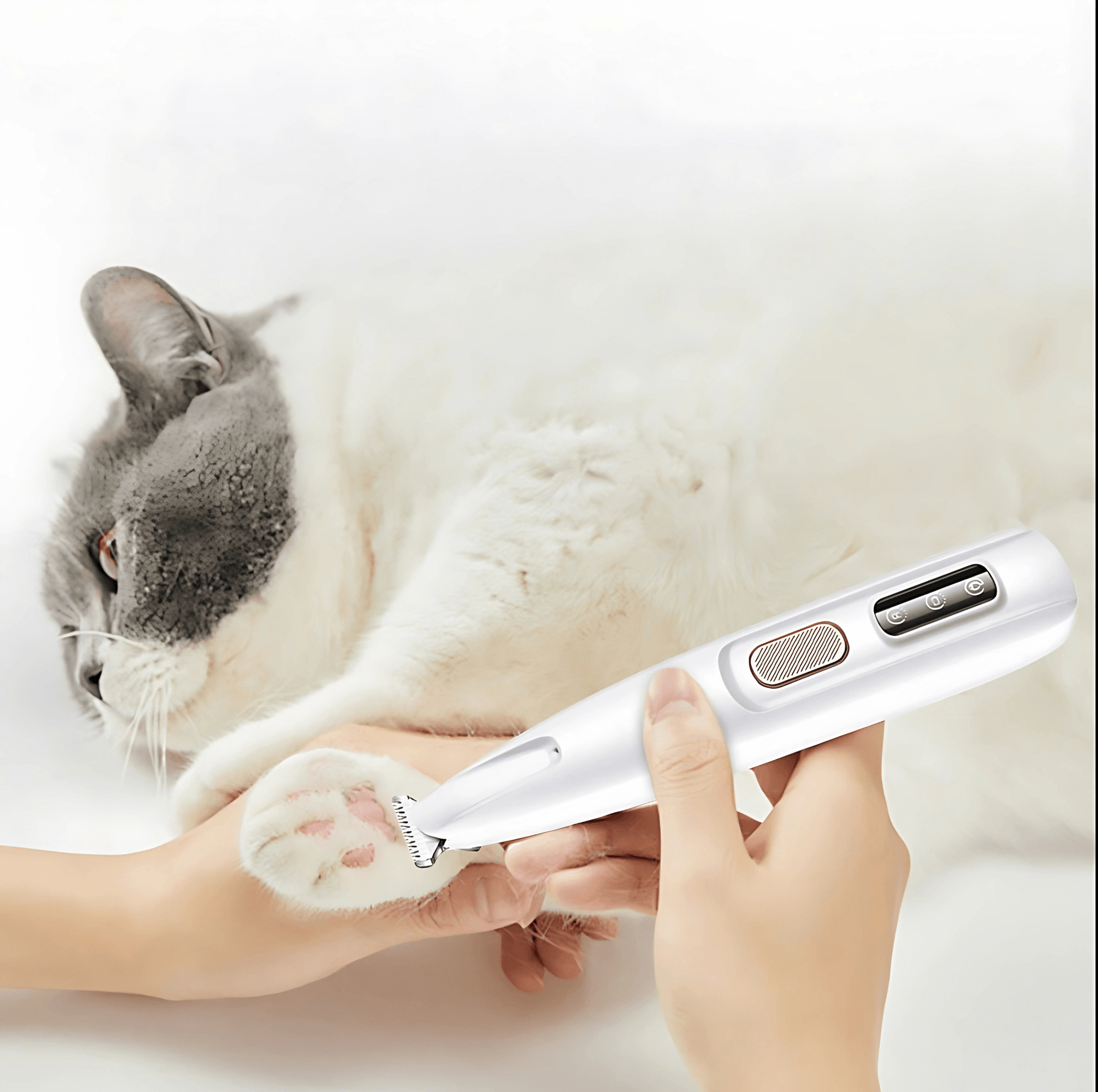 LED cat paw trimmer with built-in light for safe grooming