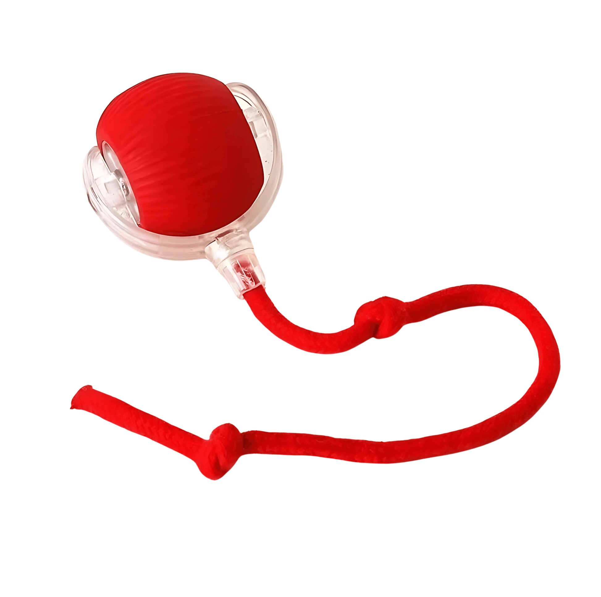 Pawzzy Rolling Pet Toy in red color with tail fully extended