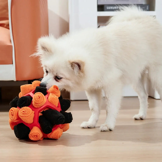 dog playing with snuffle ball