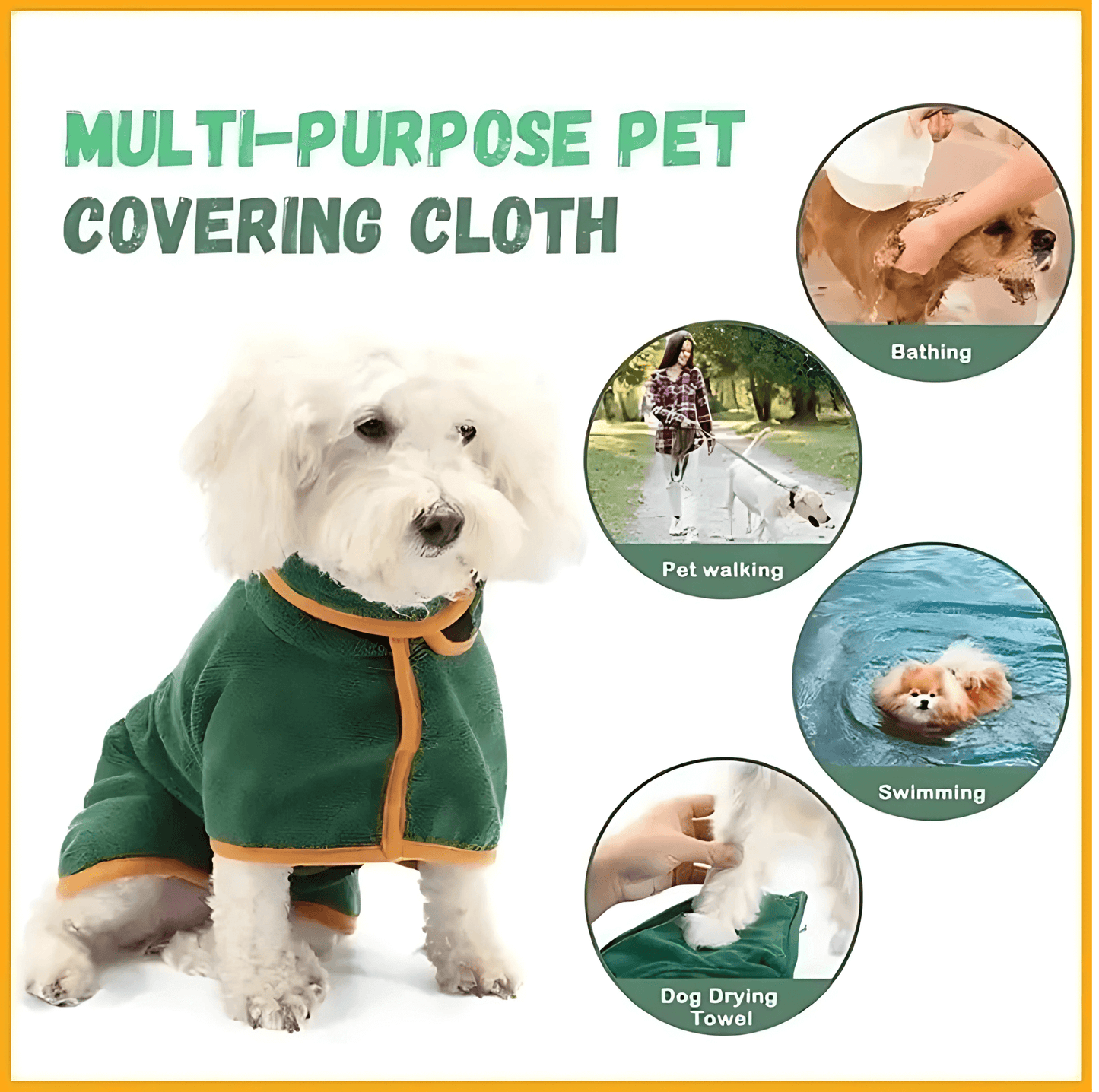 dog wearing PawzDry Luxe Robe after bath