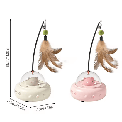 PawChase interactive cat teaser toy in pink and khaki color options