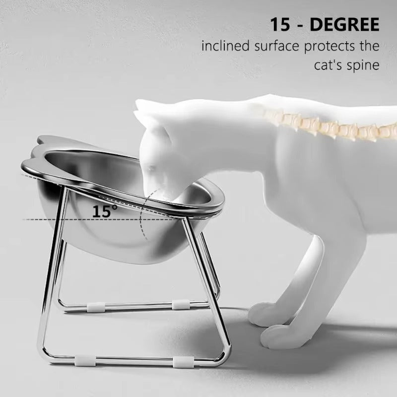 PawLift elevated cat bowl with stainless steel stand