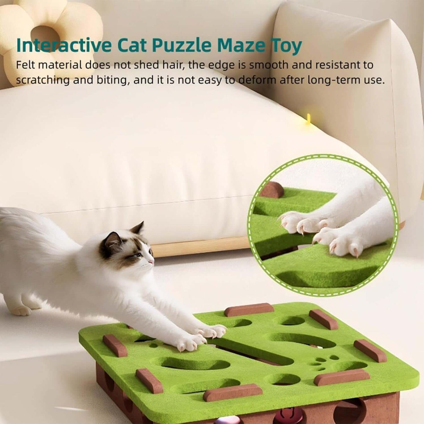 Cat puzzle maze toy with bell balls for self-play hunting