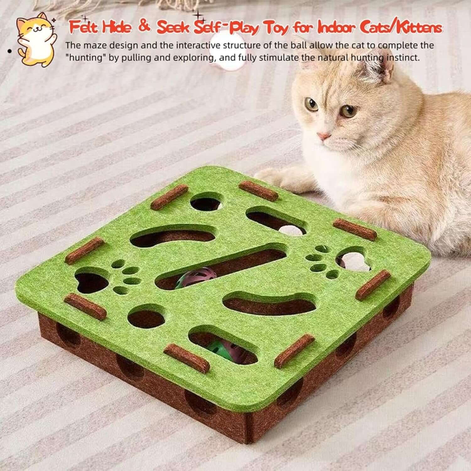 Cat puzzle maze toy for kittens and indoor cat enrichment