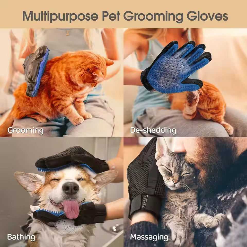 pet hair glove pawluxe grooming glove collage for cats and dogs deshedding and massage