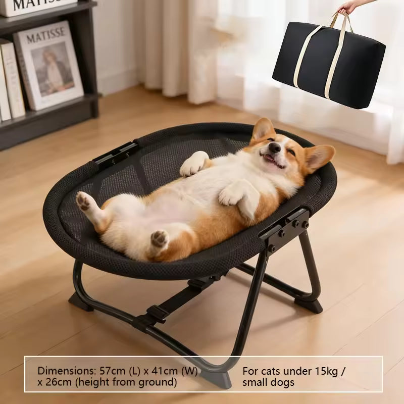 all-season elevated pet bed for cats and dogs with cozy plush cover