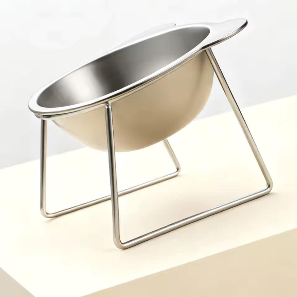 PawLift elevated cat bowl with stainless steel stand