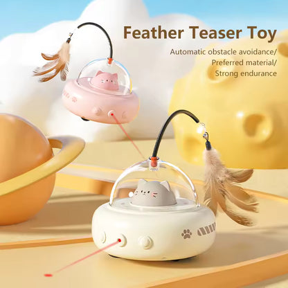 PawChase interactive cat teaser toy with detachable feather teaser