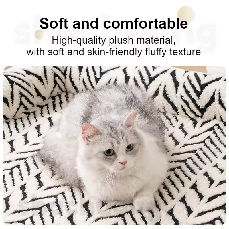 Non-slip plush pet mat on sofa for cats and small dogs