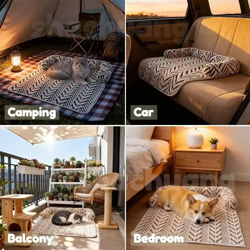 Non-slip plush pet mat for cats and small dogs