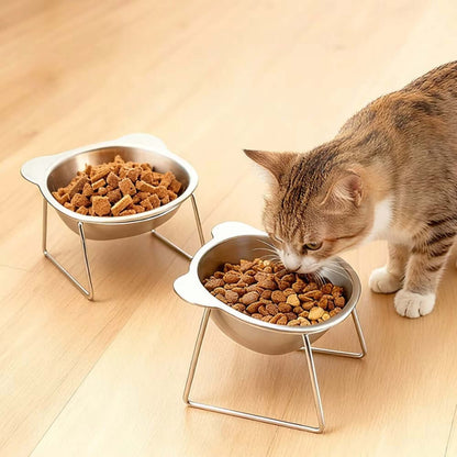 PawLift elevated cat bowl with stainless steel stand