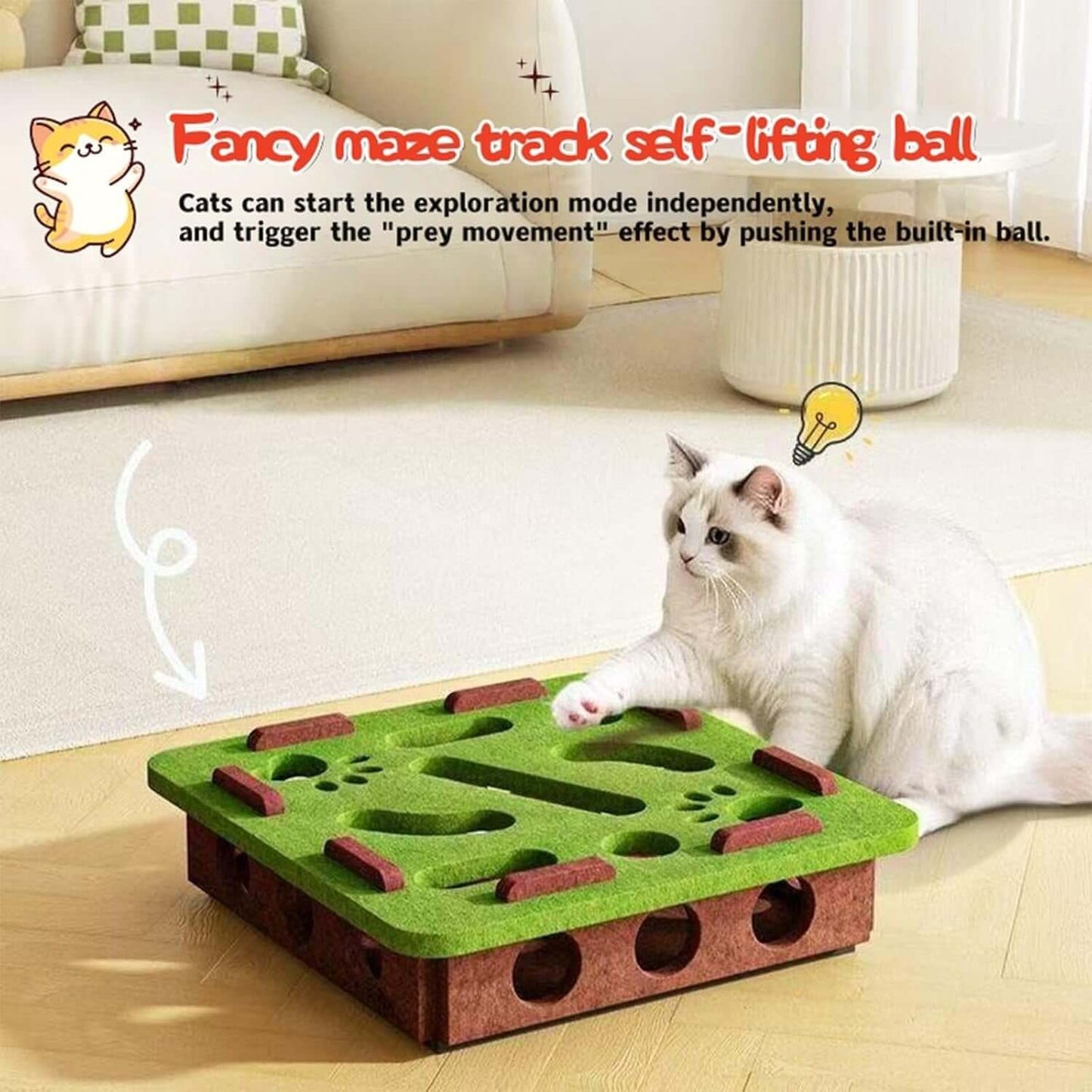 Cat puzzle maze toy made from soft felt for boredom relief