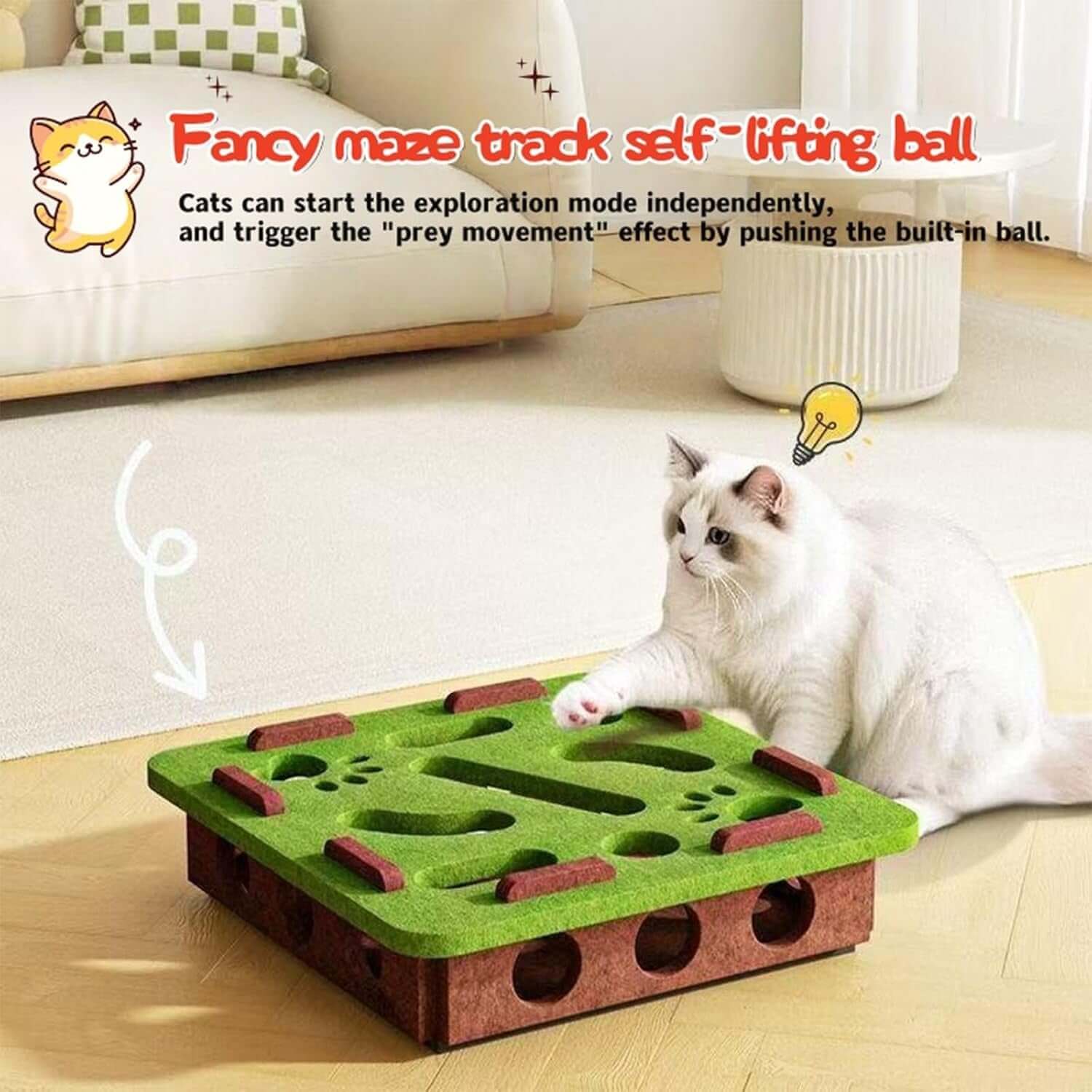 Cat puzzle maze toy made from soft felt for boredom relief