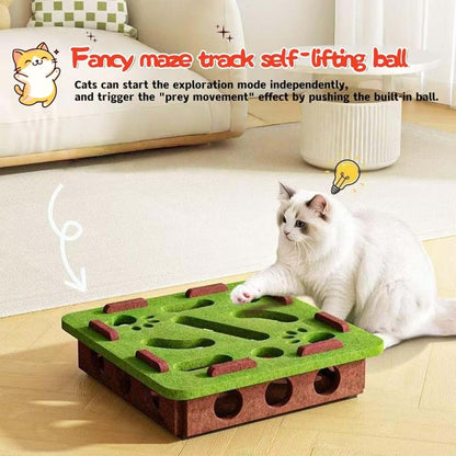 Cat puzzle maze toy made from soft felt for boredom relief