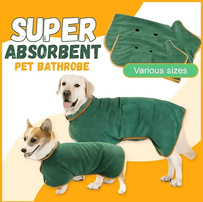 dog wearing PawzDry Luxe Robe after bath