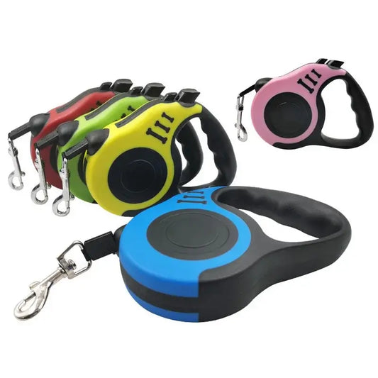 Multiple color options for retractable dog leash side by side